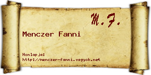 Menczer Fanni névjegykártya