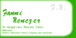 fanni menczer business card
